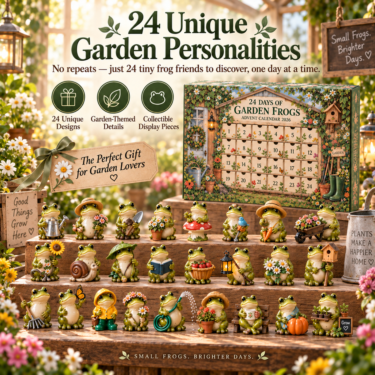 24 unique Garden Frog collectible designs