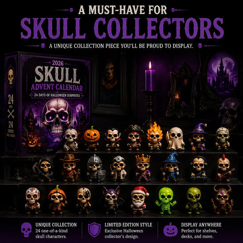 ⏳ Last Day 49% OFF – 💀 2026 Skull Halloween Advent Calendar | 24 Unique Collectible Skull Characters with Vampire, Pirate, Wizard & Monster Designs 🎃