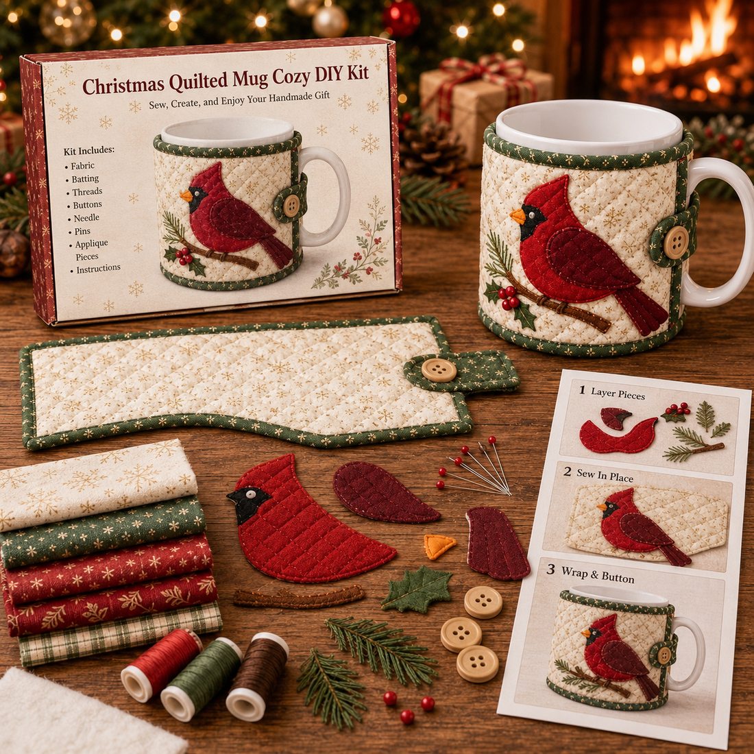 Christmas Cardinal Mug Cozy Sewing Kit