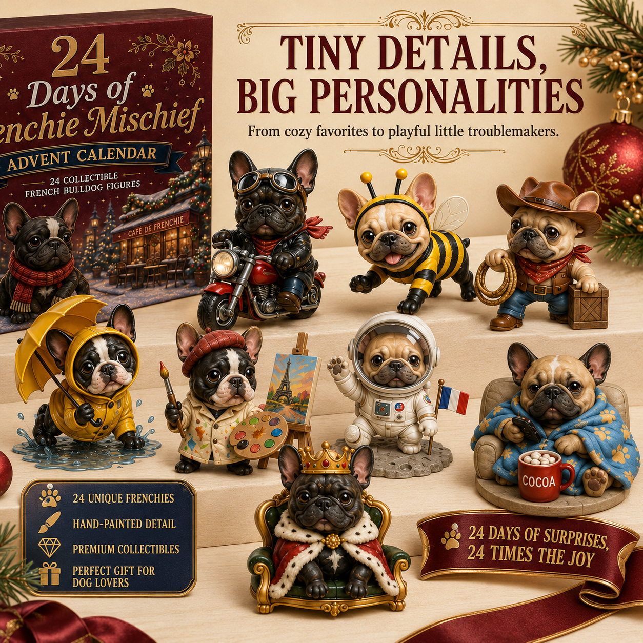 ⏰Limited Stock 50% OFF - 🎄🐶 2026 French Bulldog Advent Calendar – 24 Days of Frenchie Mischief