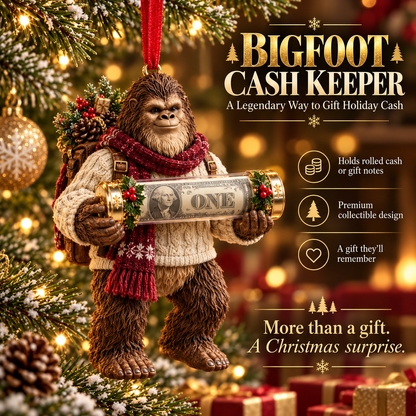 🔥Buy 3, Get 1 Free - 🎄👣 Bigfoot Cash Keeper™ – 15 Funny Christmas Cash Holder Ornaments 💵🎁