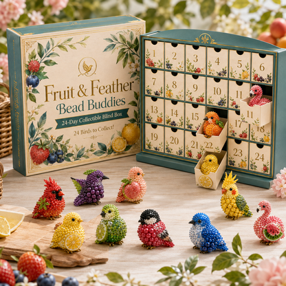 🍓 Fruit & Feather Friends — 24-Day Beaded Bird Advent Calendar