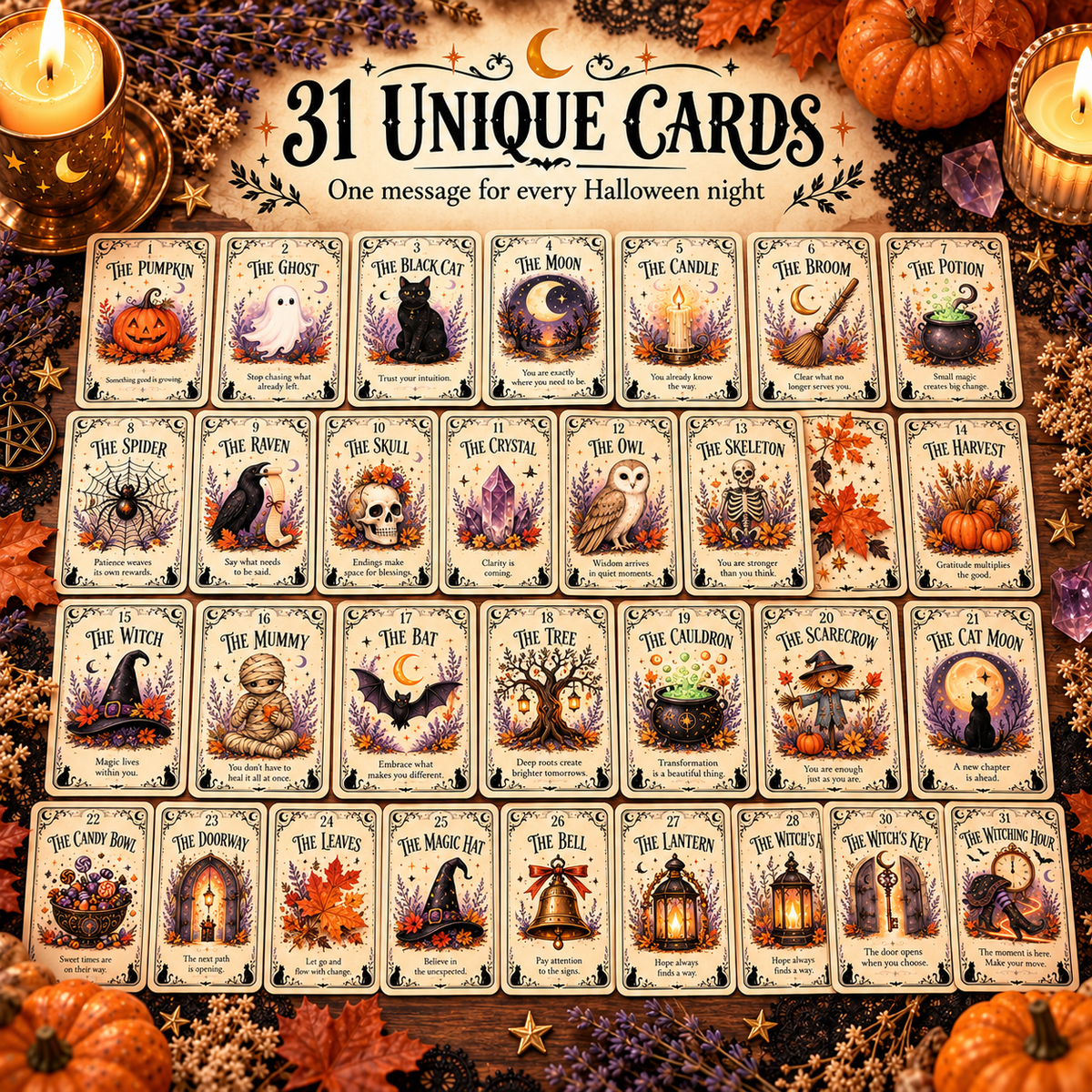 31 unique Halloween oracle cards
