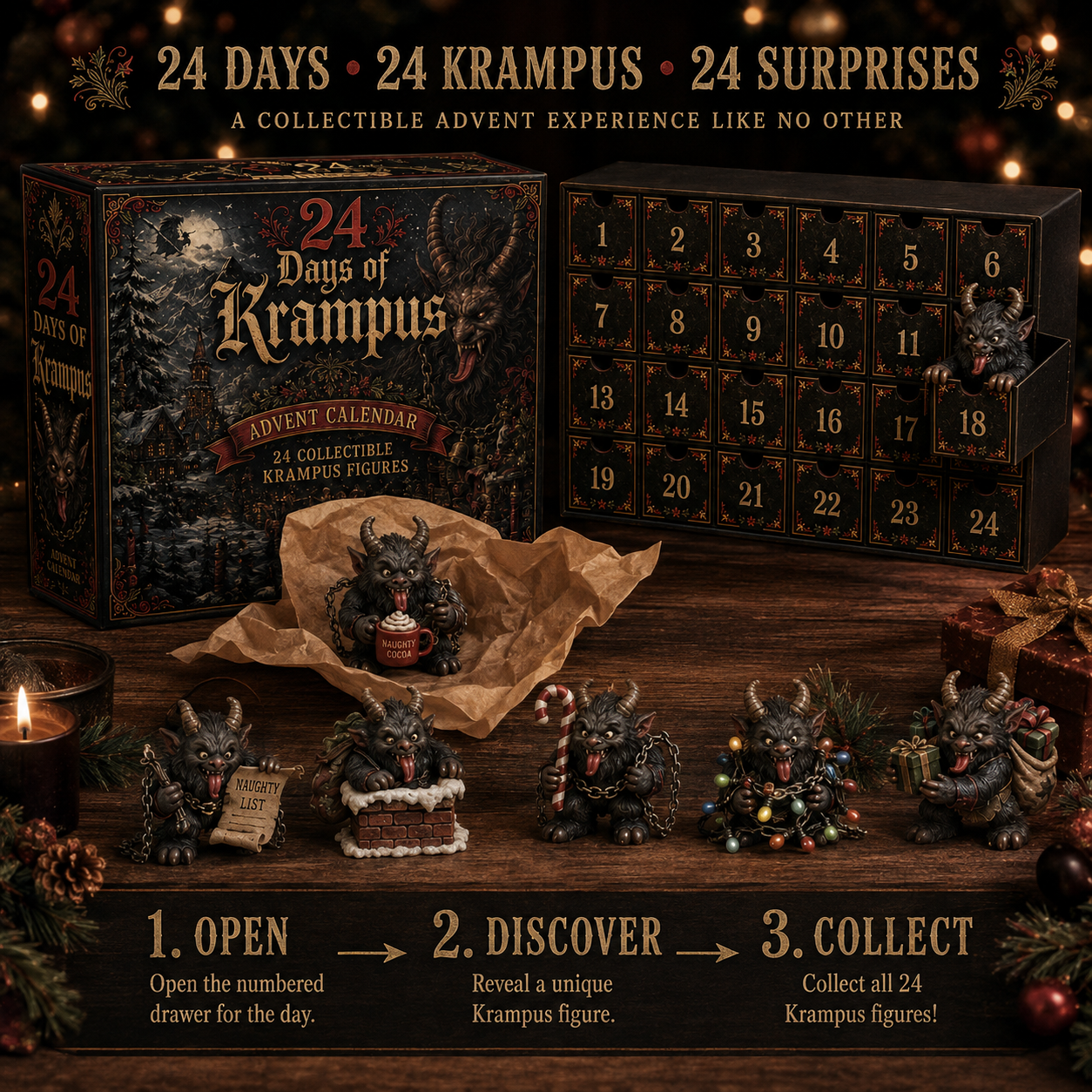 ⏰Limited Stock 50% OFF -😈🎄 2026 Krampus Advent Calendar – 24 Days of Wicked Christmas Mischief