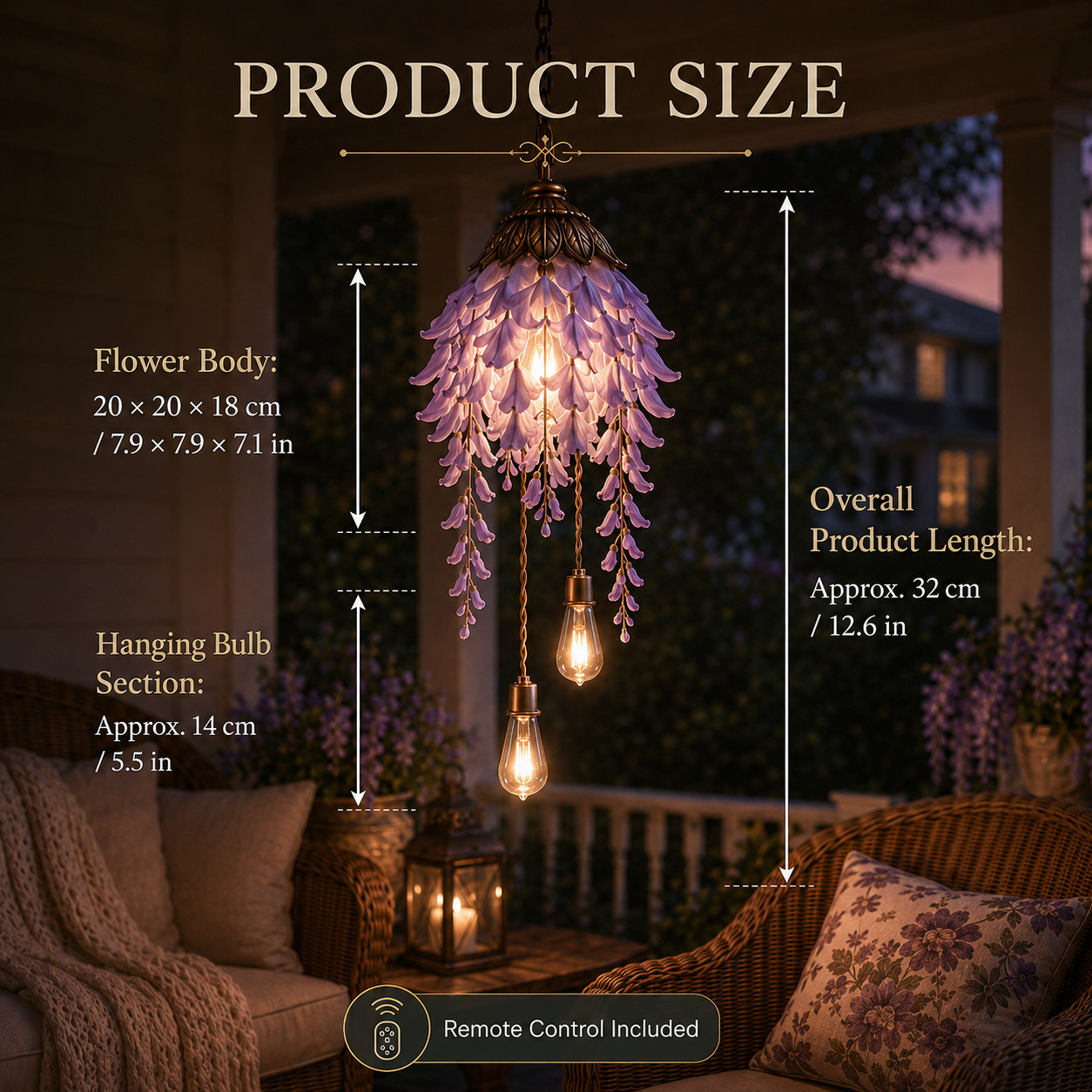 🌸  Vintage Hanging Flower Lights – Dusty Rose, Vintage Wisteria & Antique Ivory Lily | Warm Glow Garden & Patio Decor