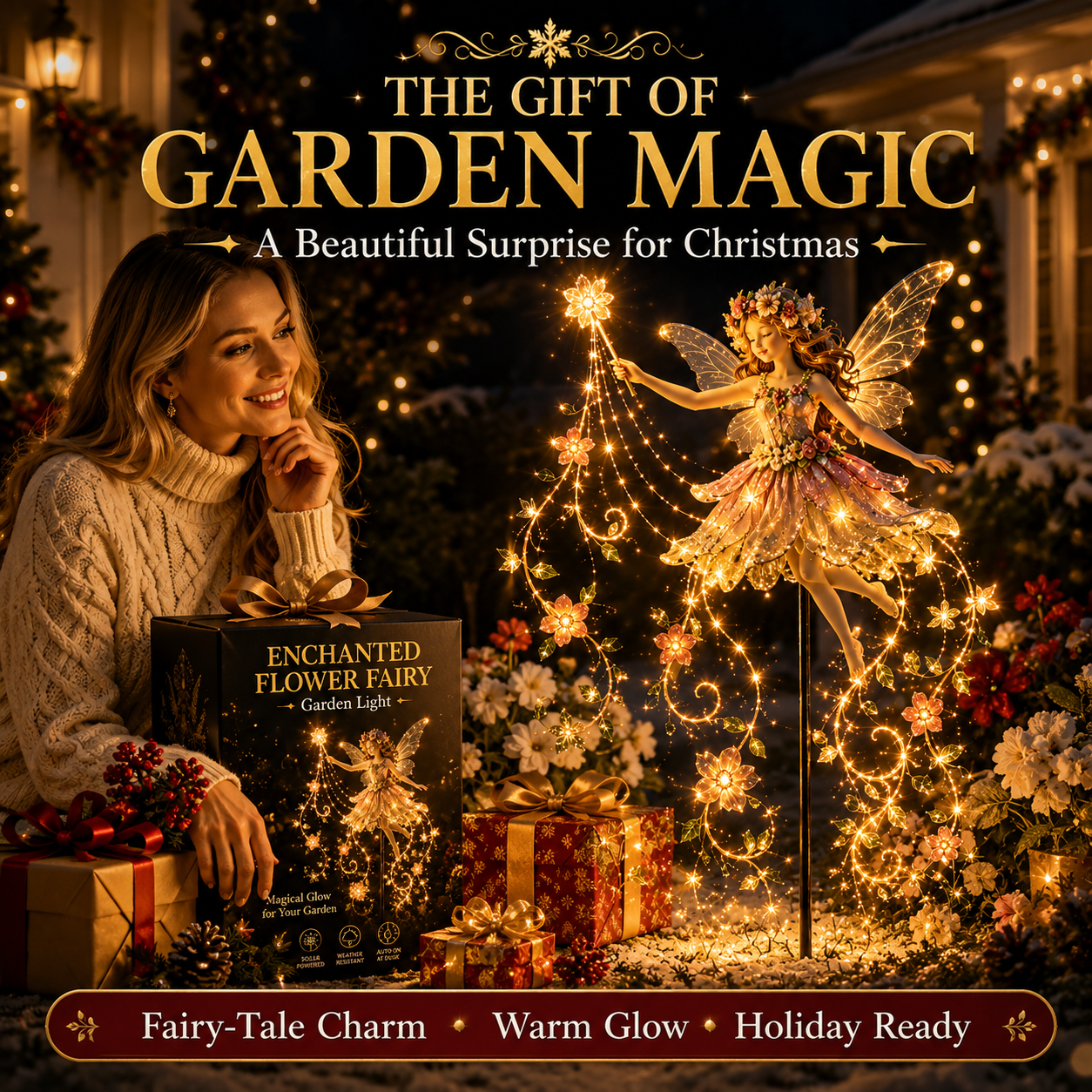 ✨ Enchanted Flower Fairy Solar Garden Light – Magical Glowing Outdoor Christmas Yard Decor 🧚🌸