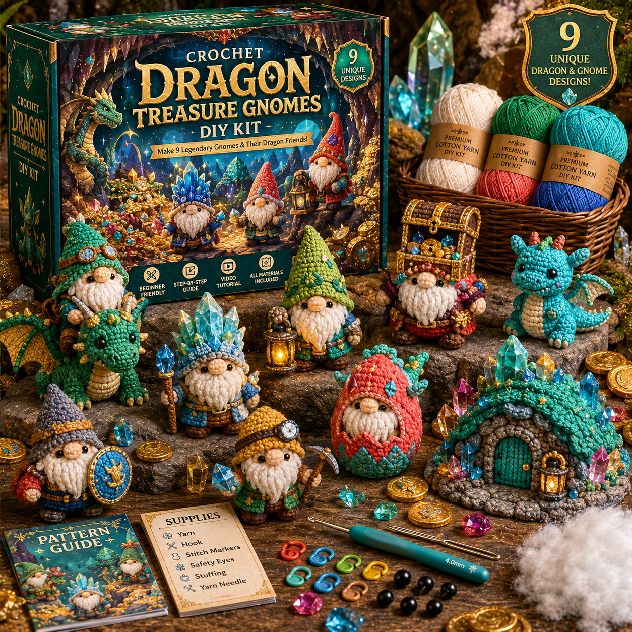 Dragon Treasure Gnomes Crochet DIY Kit