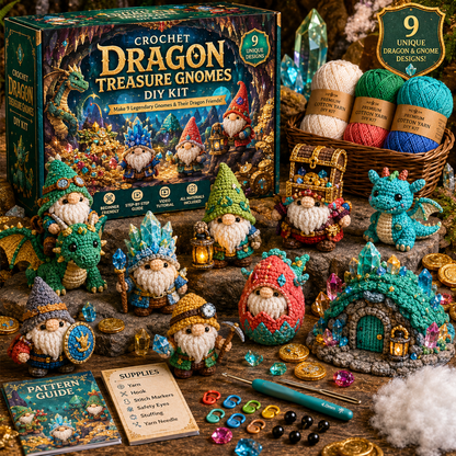 🧶 Whimsical Gnome Adventures — 9-Piece Fantasy Crochet DIY Kit