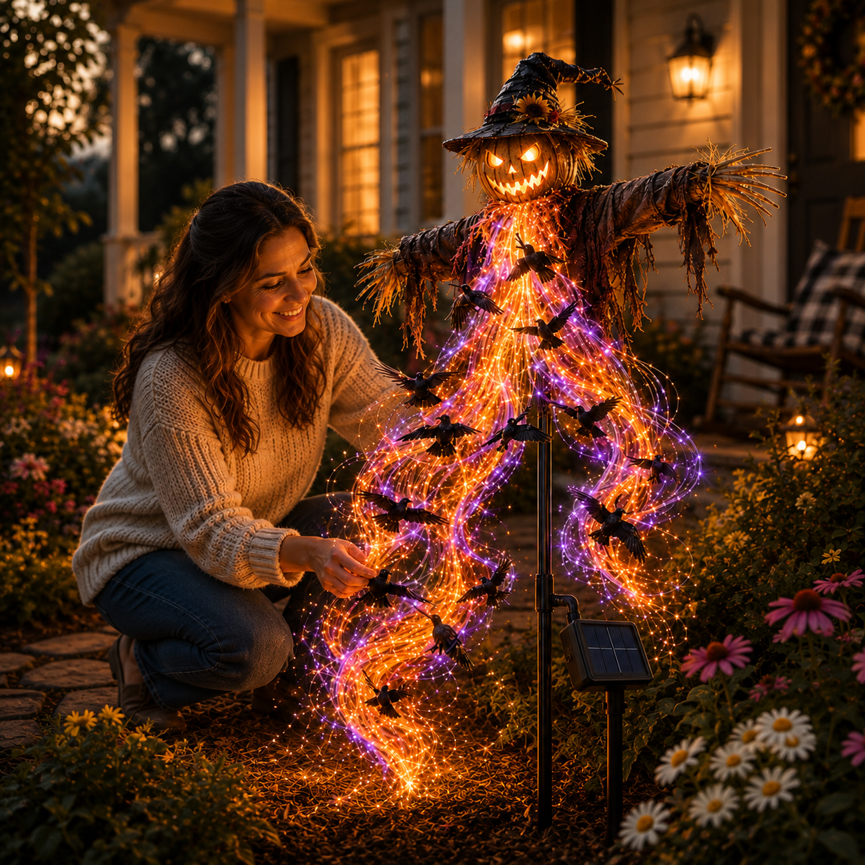 🎃 When The Crows Take Flight™ Haunted Scarecrow Solar Garden Light