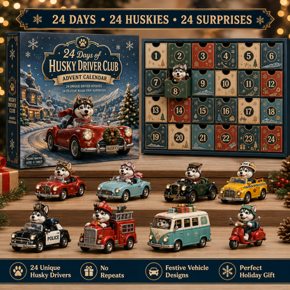 🐺🚗 24 Days of Husky Driver Club Advent Calendar – 24 Unique Husky Drivers, 24 Festive Rides 🎄🎁