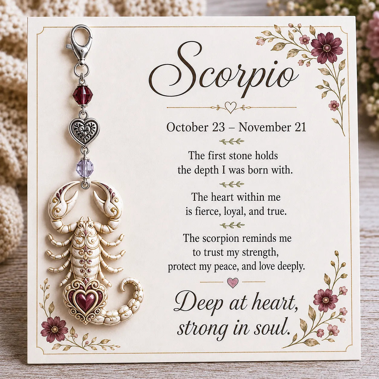 🌙12 Zodiac Birthstone Charm Keepsake Card Collection