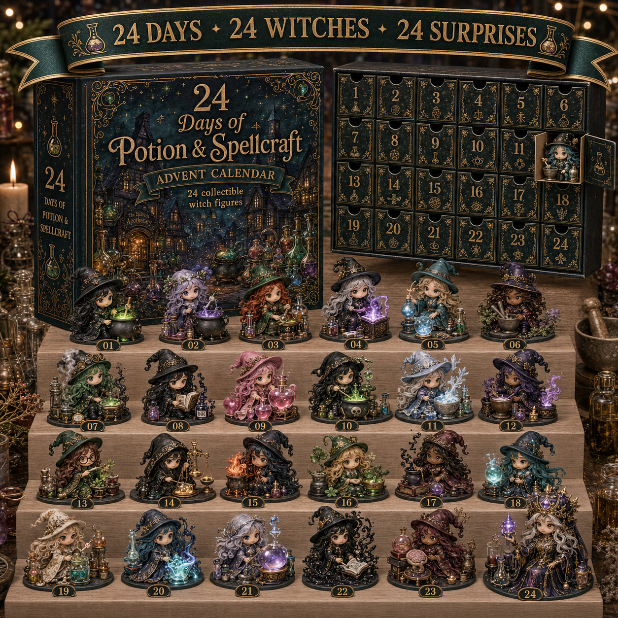2026 The Five Covens Witch Advent Calendar – 24 Collectible Witches, 5 Magical Coven Styles