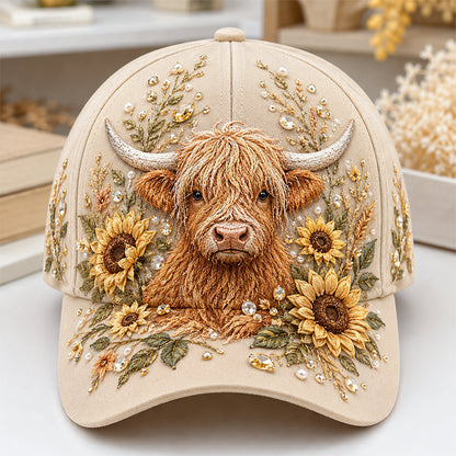 🔥 Last Day 49% OFF – 🦬✨ Highland Cow Embroidery Cap