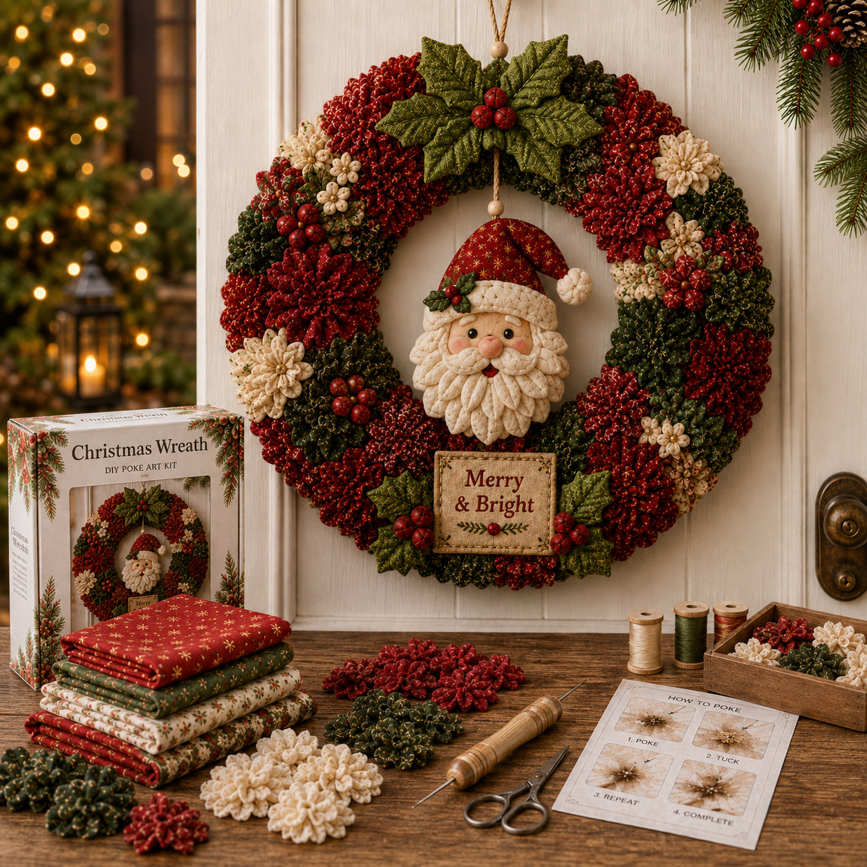 🔥49% Off Last Day🎄 3D Fabric Poke Wreath DIY Kit