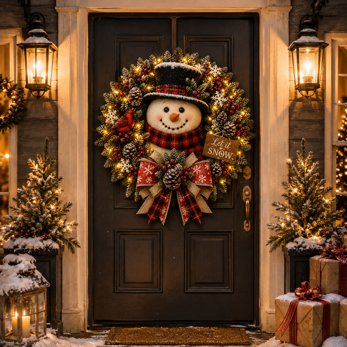 ✨✨Hot Sale 55% OFF⛄ Snowman Lighted Christmas Wreath™ – Festive Holiday Door Decor