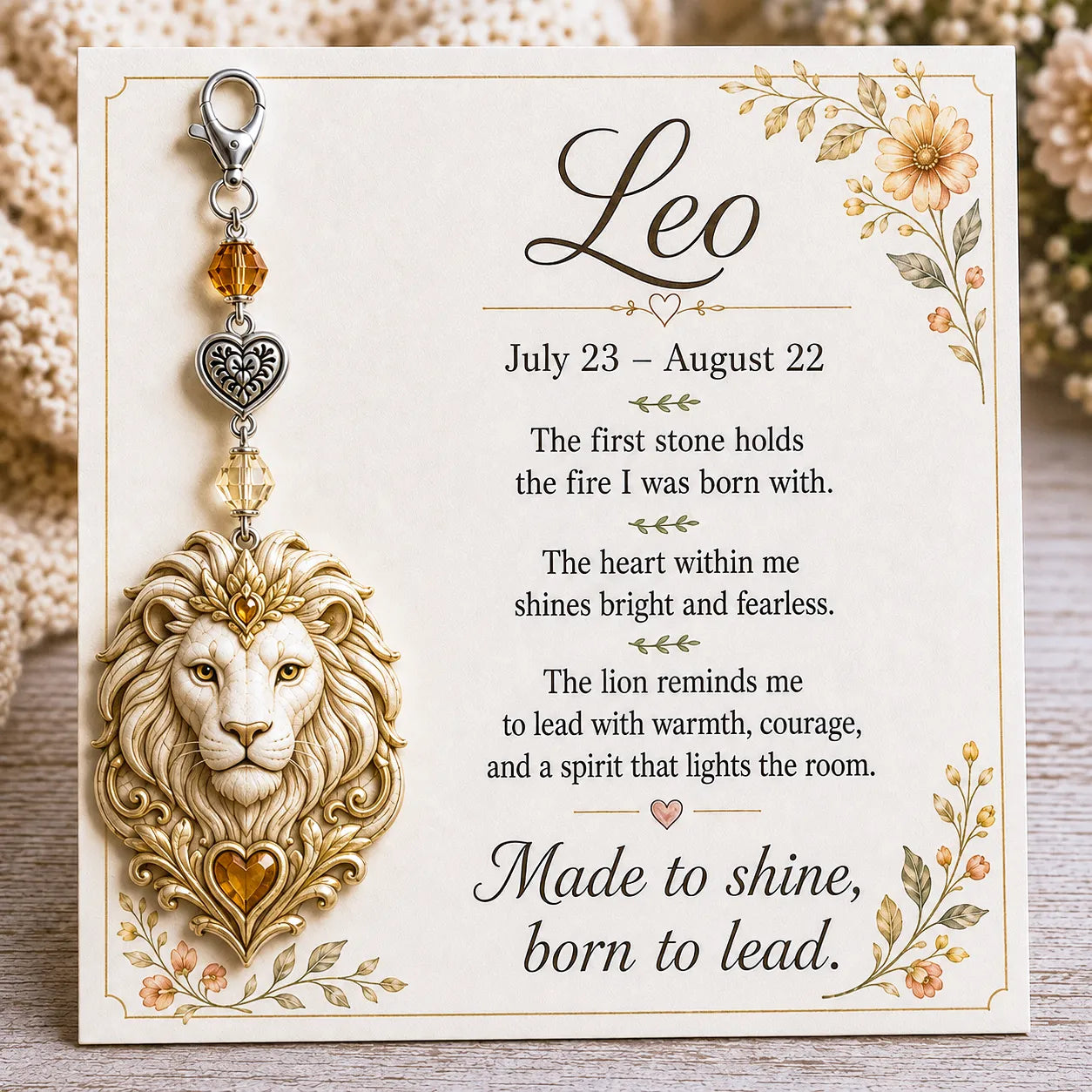🌙12 Zodiac Birthstone Charm Keepsake Card Collection