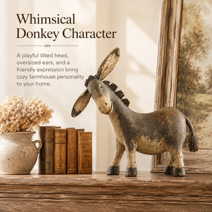 Rustic Donkey Figurine for Farmhouse Decor