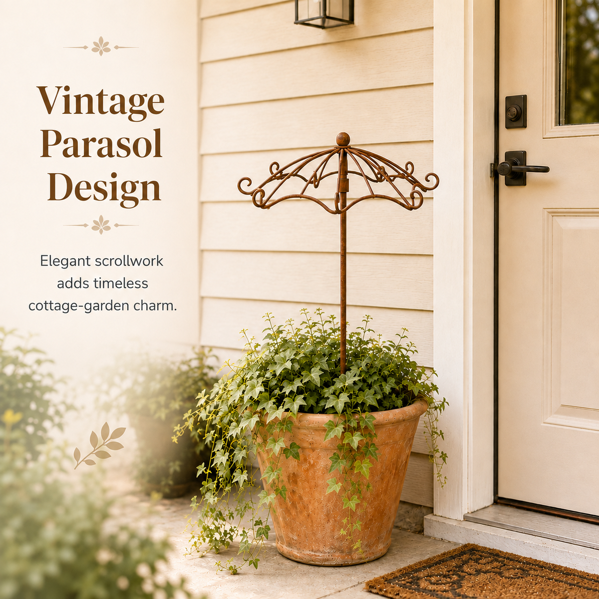 Vintage Wrought Iron Umbrella Garden Trellis