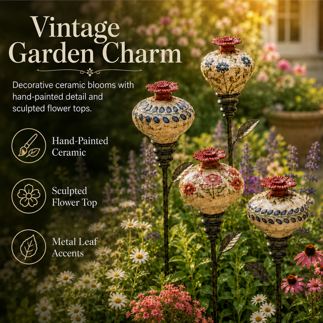 Vintage ceramic hummingbird feeder detail