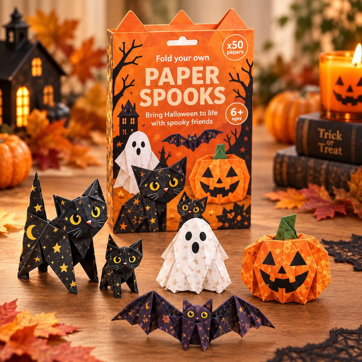 🎃 Halloween 3D Paper Craft Kit – 50 Pre-Printed Sheets + Step-by-Step Guide