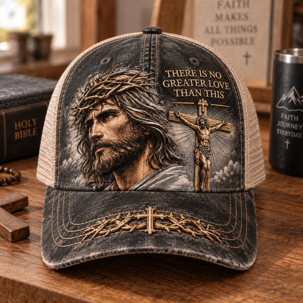 There Is No Greater Love Christian Jesus Hat