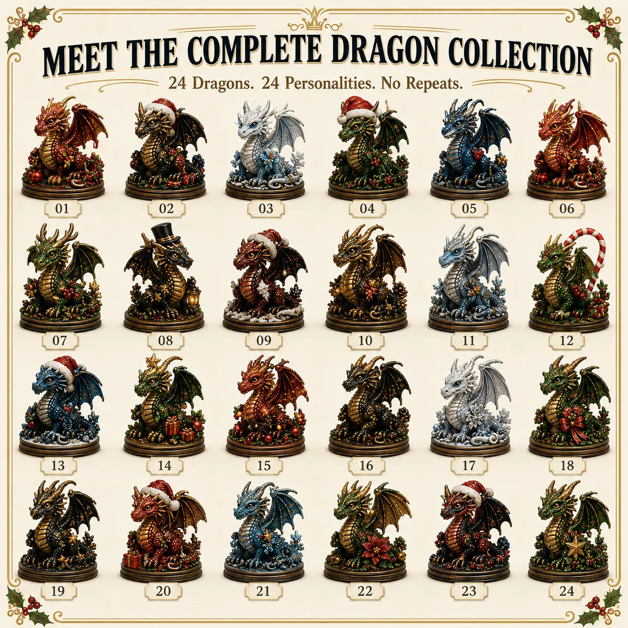 🐉 LAST DAY 49% OFF – 24 Days Of Dragons Advent Calendar | 24 Unique Collectible Dragon Figures with Fantasy Designs & Magical Countdown Experience ✨