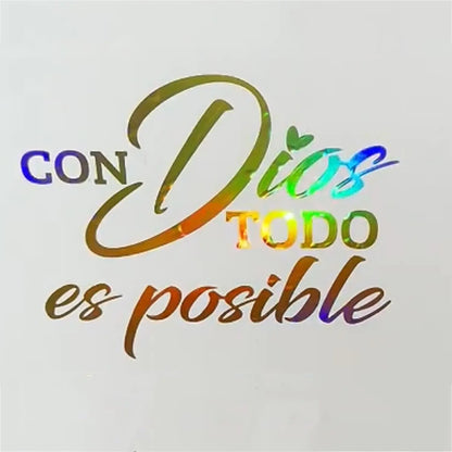 ✨ 50% OFF Con Dios Todo Es Posible Faith Vinyl Decal – Inspirational Spanish Sticker