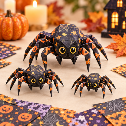 🎃 Halloween 3D Paper Craft Kit – 50 Pre-Printed Sheets + Step-by-Step Guide