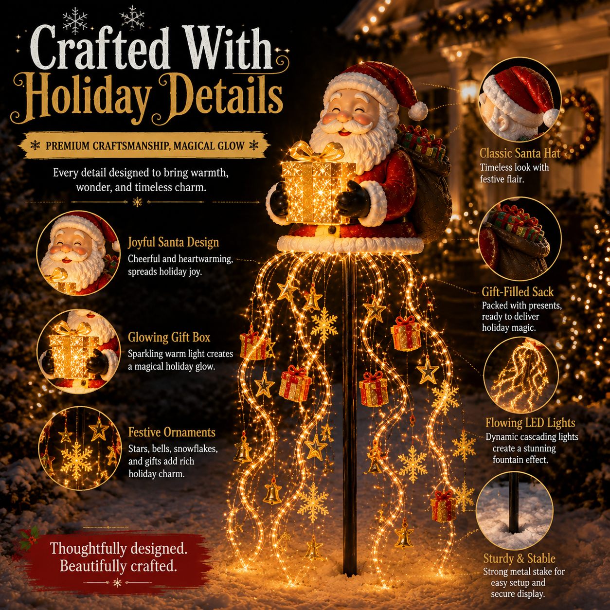 🎅✨ Santa’s Golden Gift Fountain Light 🎁🌟