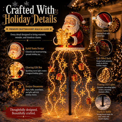 🎅✨ Santa’s Golden Gift Fountain Light 🎁🌟
