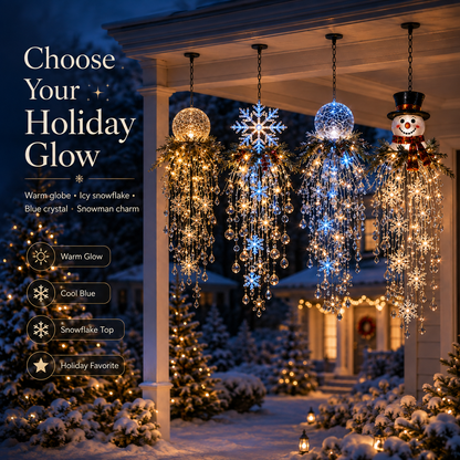 Crystal Cascade Christmas Light – Hanging Snowflake & Crystal LED Porch Décor ✨❄️