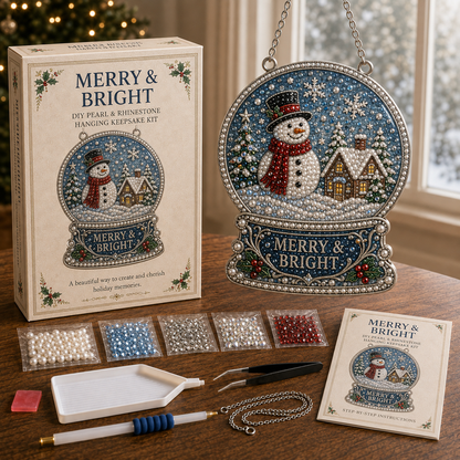 🎄 Christmas Memories Pearl & Rhinestone Hanging Keepsake DIY Kit