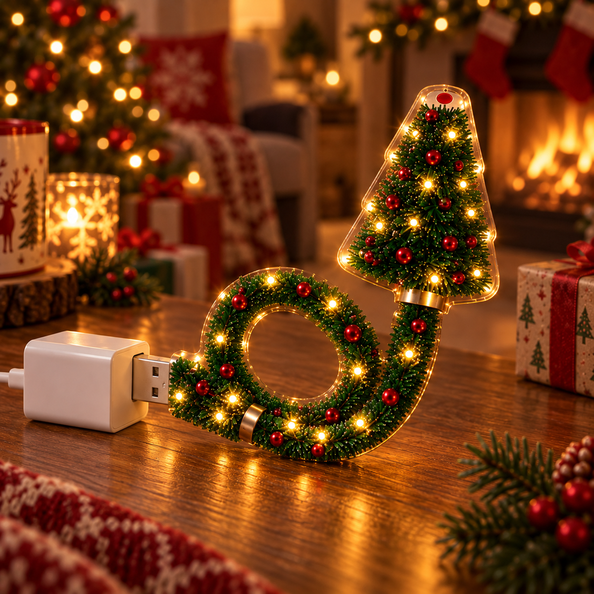 Christmas Skyglow Tree connected directly to USB power