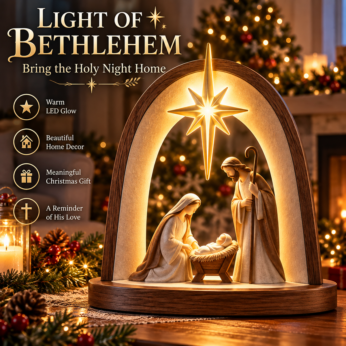 ✝️Light of Bethlehem™ Illuminated Nativity Arch | Warm LED Christmas Faith Decor