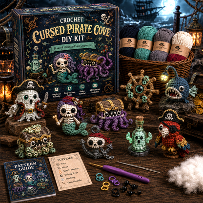 🎃 Creepy Cute Crochet Adventures — 9-Piece Halloween & Fantasy DIY Crochet Kit