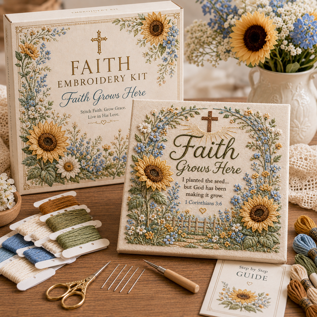 ✝️ Grace & Glory Faith Embroidery Collection - BUY 3 GET 1 FREE（4 PCS）