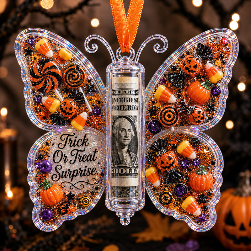 Halloween Butterfly Cash Holder clear center tube