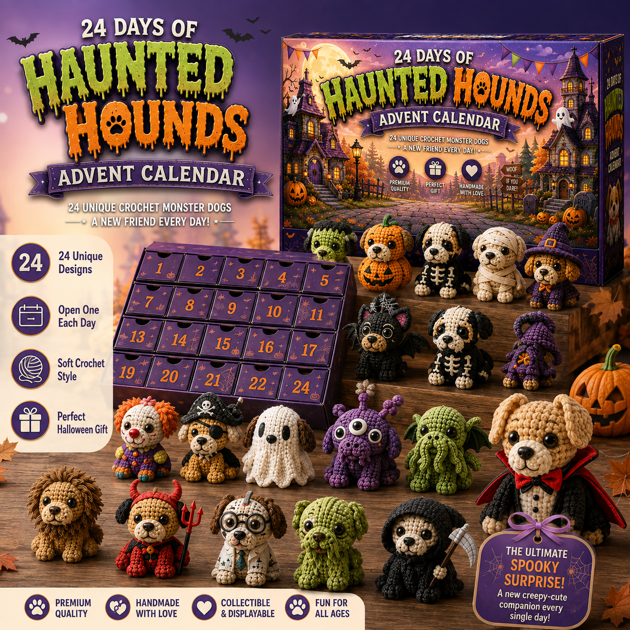 👻🐾 24 Days of Haunted Hounds – Halloween Crochet Dog Advent Calendar 🎃