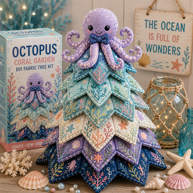 🔥Last Day Buy 3 Get 1 Free - Ocean Friends DIY Patchwork Christmas Tree Kit 🌊🎄