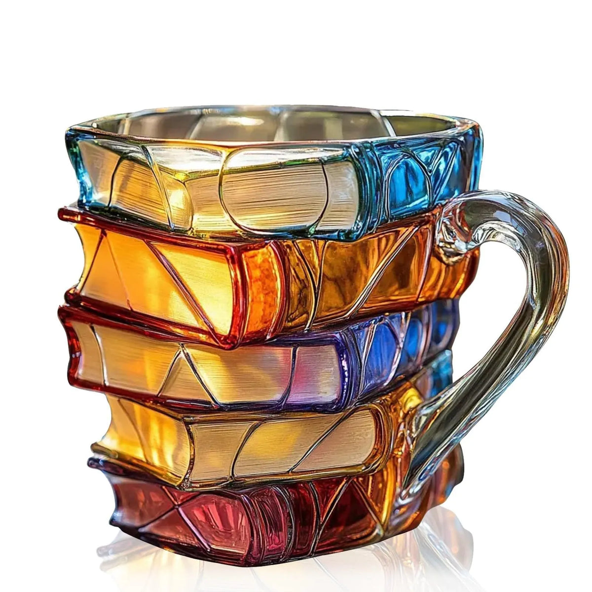 Colorful book stack mug style variation