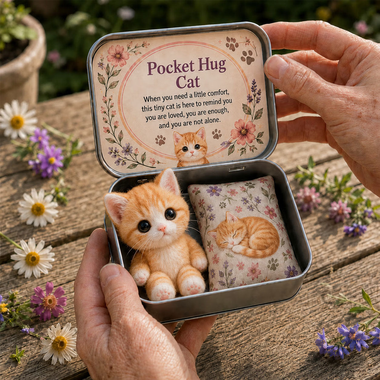 🔥Last Day Buy 3 Get 1 Free - Pocket Hug Plush Keepsake Tin, Mini Portable Comfort Pocket Plush Toy