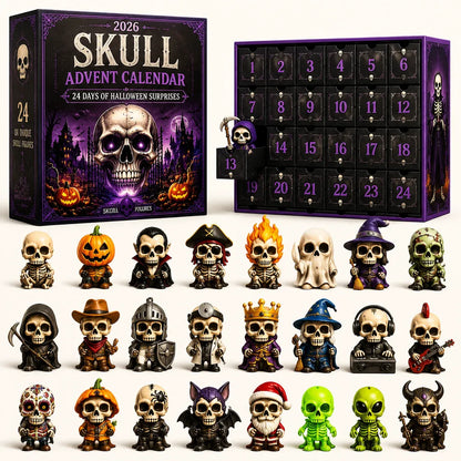 ⏳ Last Day 49% OFF – 💀 2026 Skull Halloween Advent Calendar | 24 Unique Collectible Skull Characters with Vampire, Pirate, Wizard & Monster Designs 🎃
