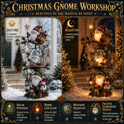 🎄✨ Christmas Gnome Workshop Solar Garden Light 🎁🌟