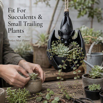 🦇 Upside‑Down Hanging Bat Planter