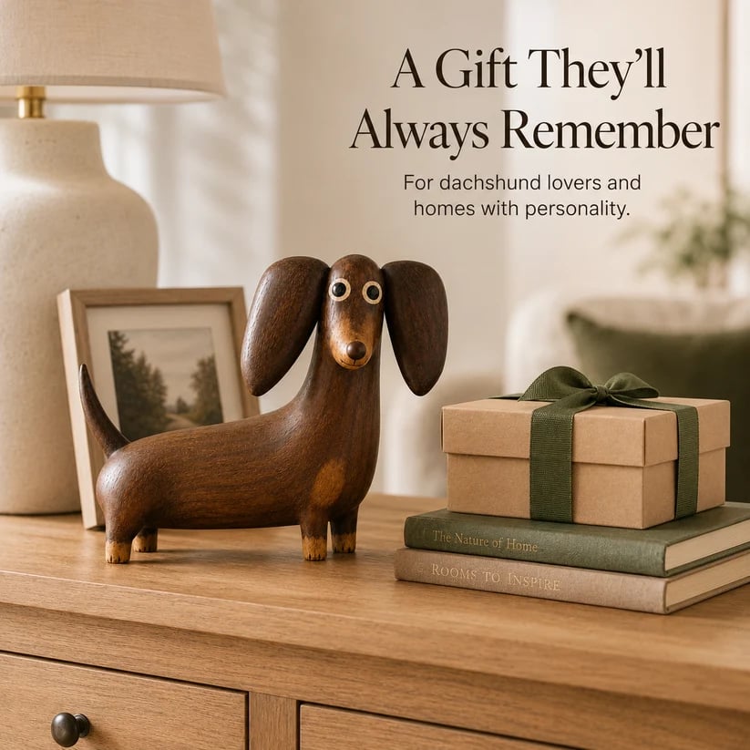 💡Whimsical Wood-Look Dachshund Sculpture