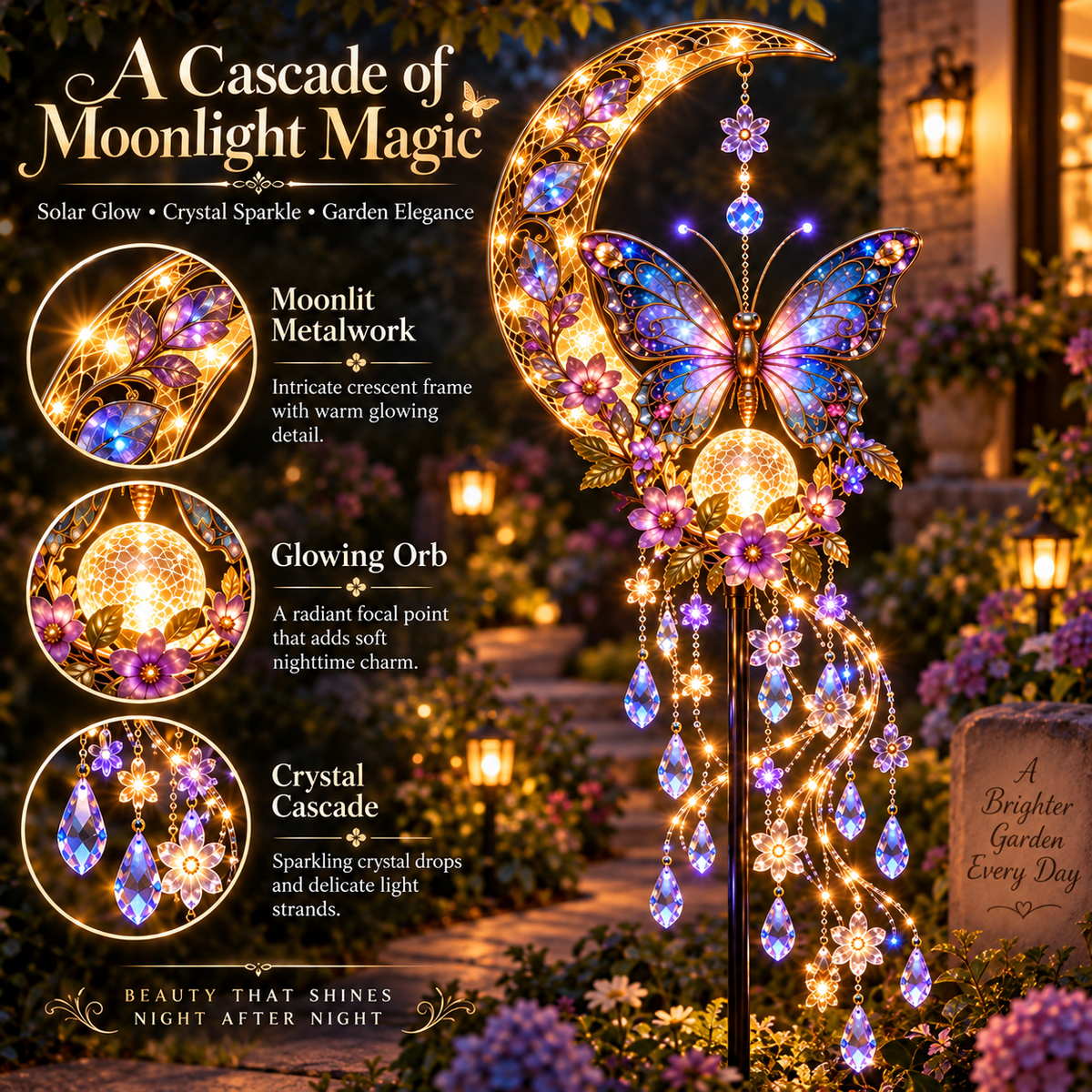 🌙🦋 Butterfly Moonlight Cascade™ Solar Garden Light ✨