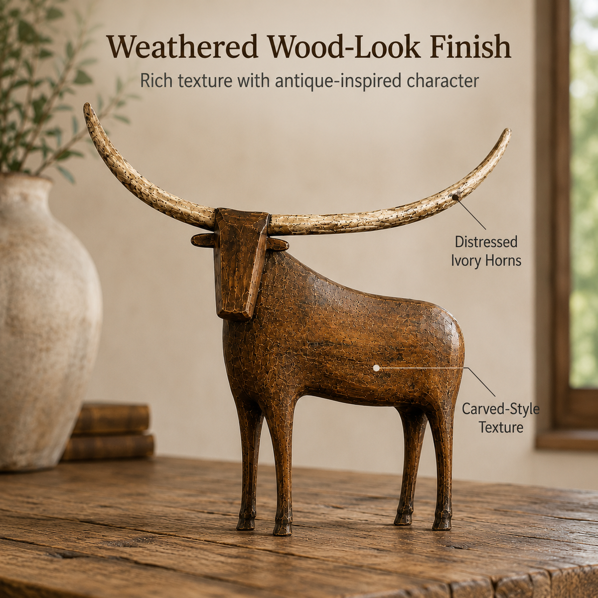 Weathered vintage longhorn details