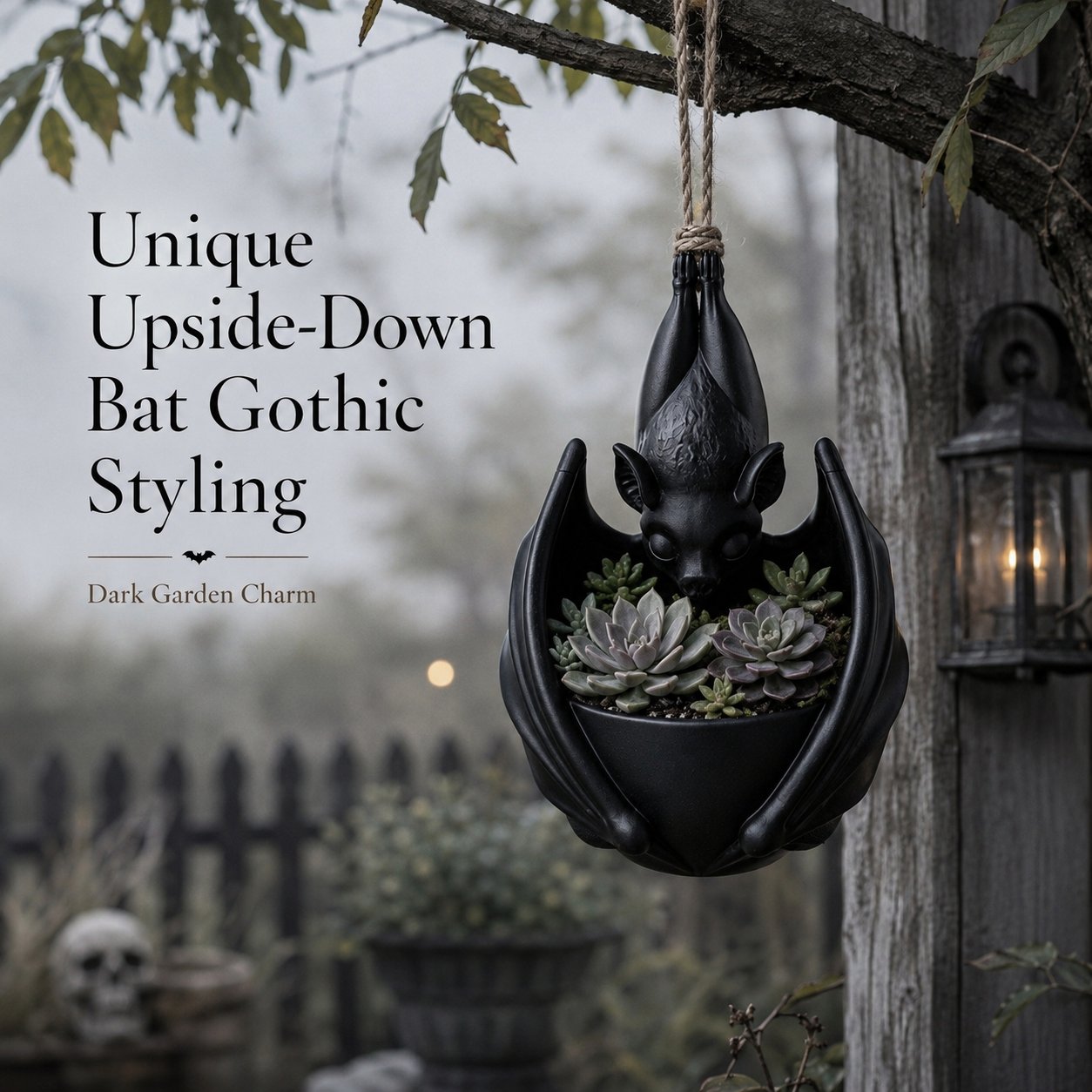 🦇 Upside‑Down Hanging Bat Planter