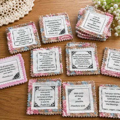 ✝️ Pocket Prayers™ 48 Scripture Fabric Squares for Faith Filled DIY Gifts