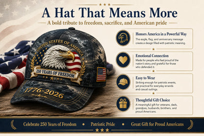 ✨2026 Architecturm®250 Years of Freedom Eagle Cap | Embroidered Patriotic Vintage Baseball Hat – 1776–2026 American Tribute Edition